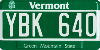 VT license plate YBK640