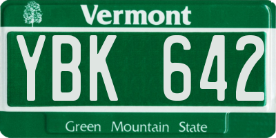 VT license plate YBK642