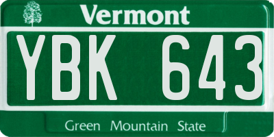VT license plate YBK643