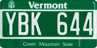 VT license plate YBK644