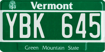 VT license plate YBK645