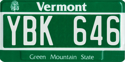 VT license plate YBK646