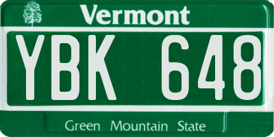 VT license plate YBK648