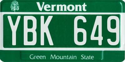 VT license plate YBK649