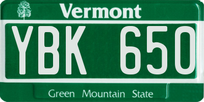 VT license plate YBK650