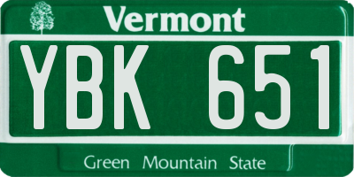 VT license plate YBK651