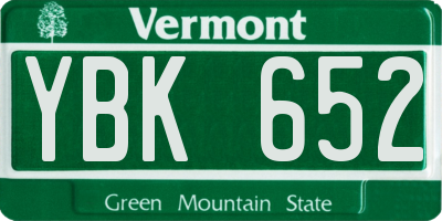 VT license plate YBK652