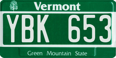 VT license plate YBK653