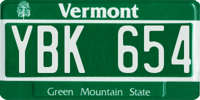 VT license plate YBK654