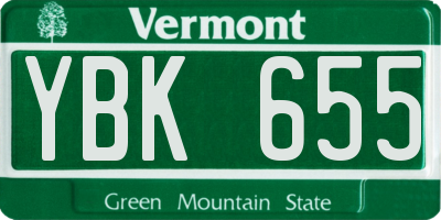 VT license plate YBK655