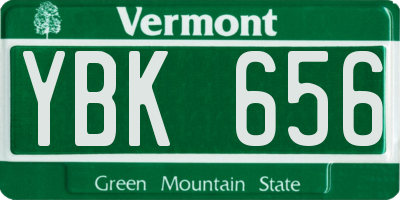 VT license plate YBK656