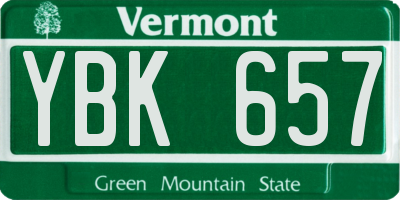VT license plate YBK657