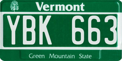 VT license plate YBK663