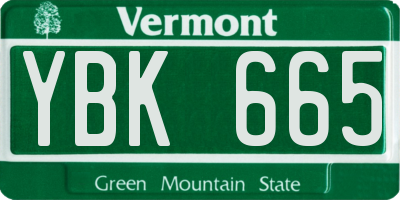 VT license plate YBK665