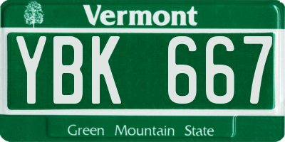 VT license plate YBK667