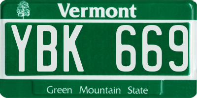 VT license plate YBK669