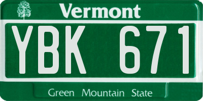 VT license plate YBK671