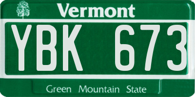 VT license plate YBK673