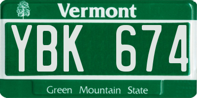VT license plate YBK674