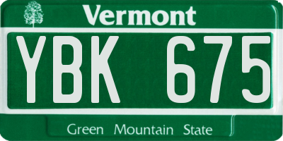 VT license plate YBK675