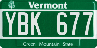 VT license plate YBK677