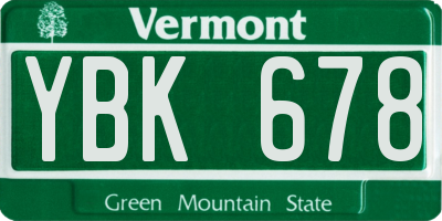 VT license plate YBK678
