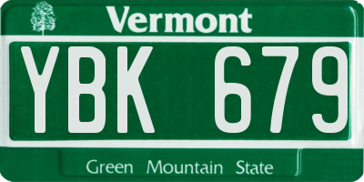 VT license plate YBK679
