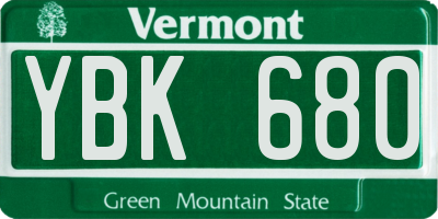VT license plate YBK680