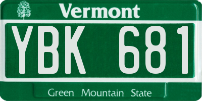 VT license plate YBK681