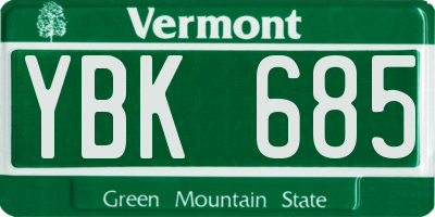 VT license plate YBK685