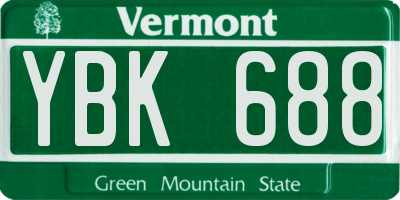 VT license plate YBK688