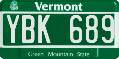 VT license plate YBK689