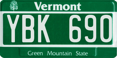 VT license plate YBK690