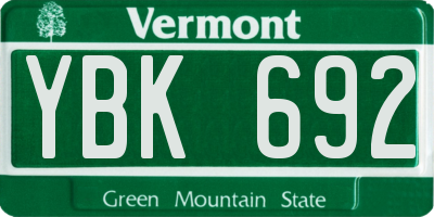 VT license plate YBK692