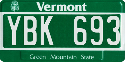 VT license plate YBK693
