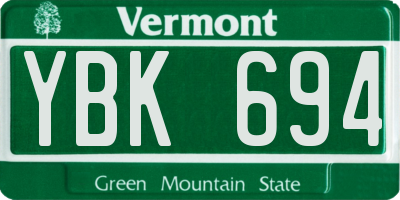 VT license plate YBK694