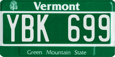 VT license plate YBK699