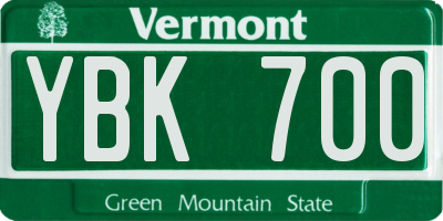 VT license plate YBK700