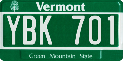 VT license plate YBK701