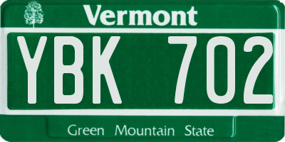 VT license plate YBK702