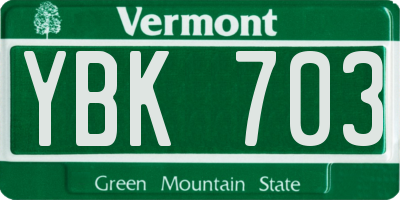 VT license plate YBK703