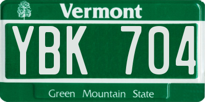 VT license plate YBK704