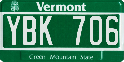 VT license plate YBK706