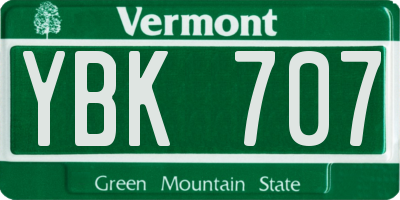 VT license plate YBK707