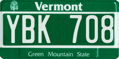 VT license plate YBK708