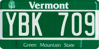 VT license plate YBK709