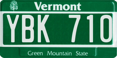 VT license plate YBK710