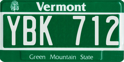 VT license plate YBK712