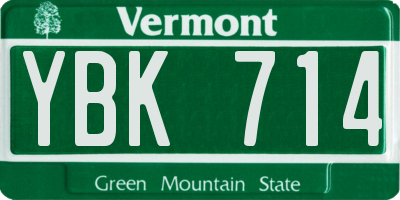 VT license plate YBK714