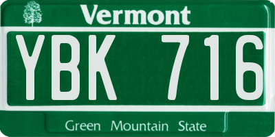 VT license plate YBK716